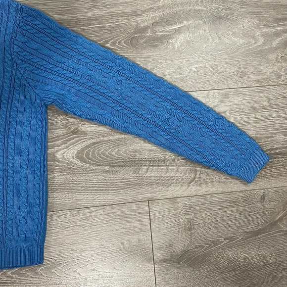 Vintage Wainscot Petites 100% Cotton Crew Neck Cable Knit Sweater Blue S - Picture 5 of 14